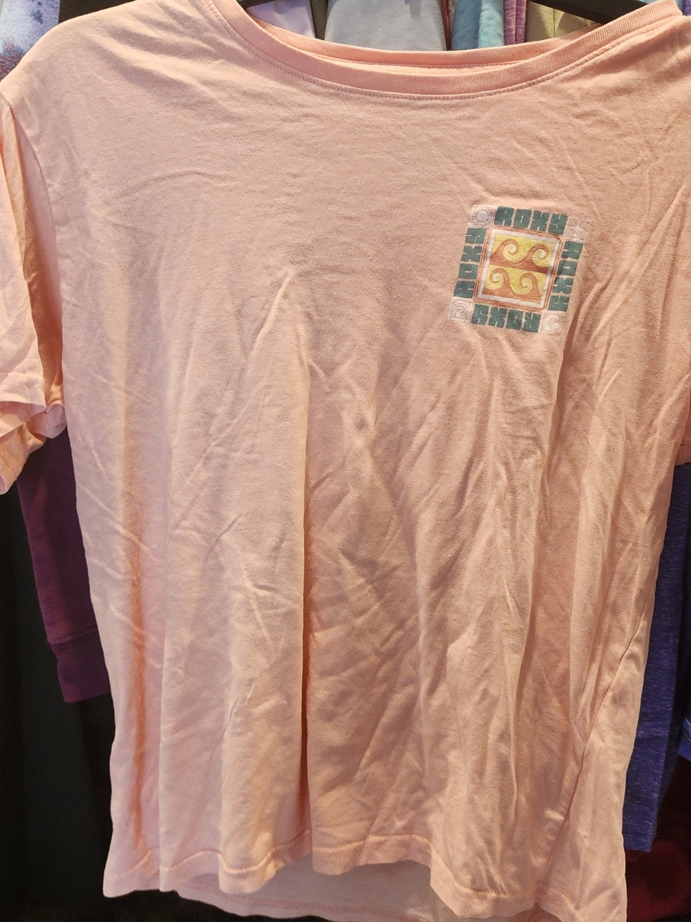 Roxy Light Pink Short Sleeve Tee with Small Chest Graphic